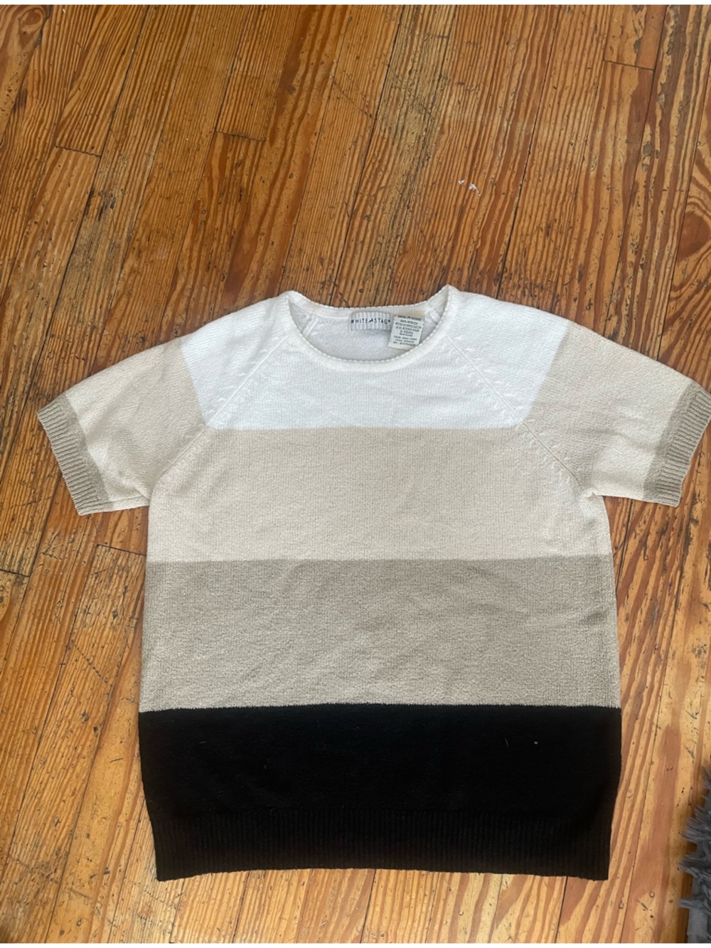 White Stag Short Sleeve Colorblock Tee in White, Beige, Taupe, Black